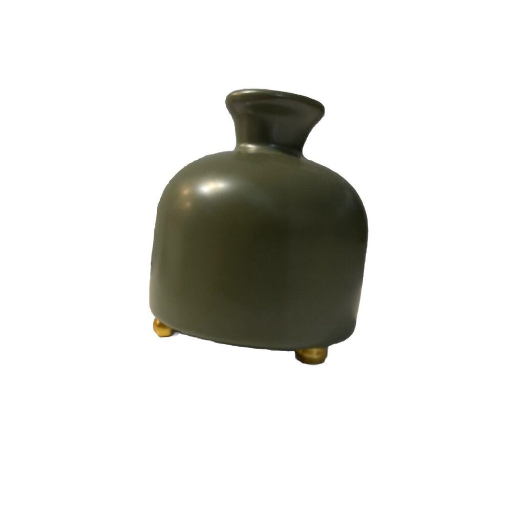 Hunter Green Vase Oil Diffuser Pot Small Gold Feet Home Decor Wicked